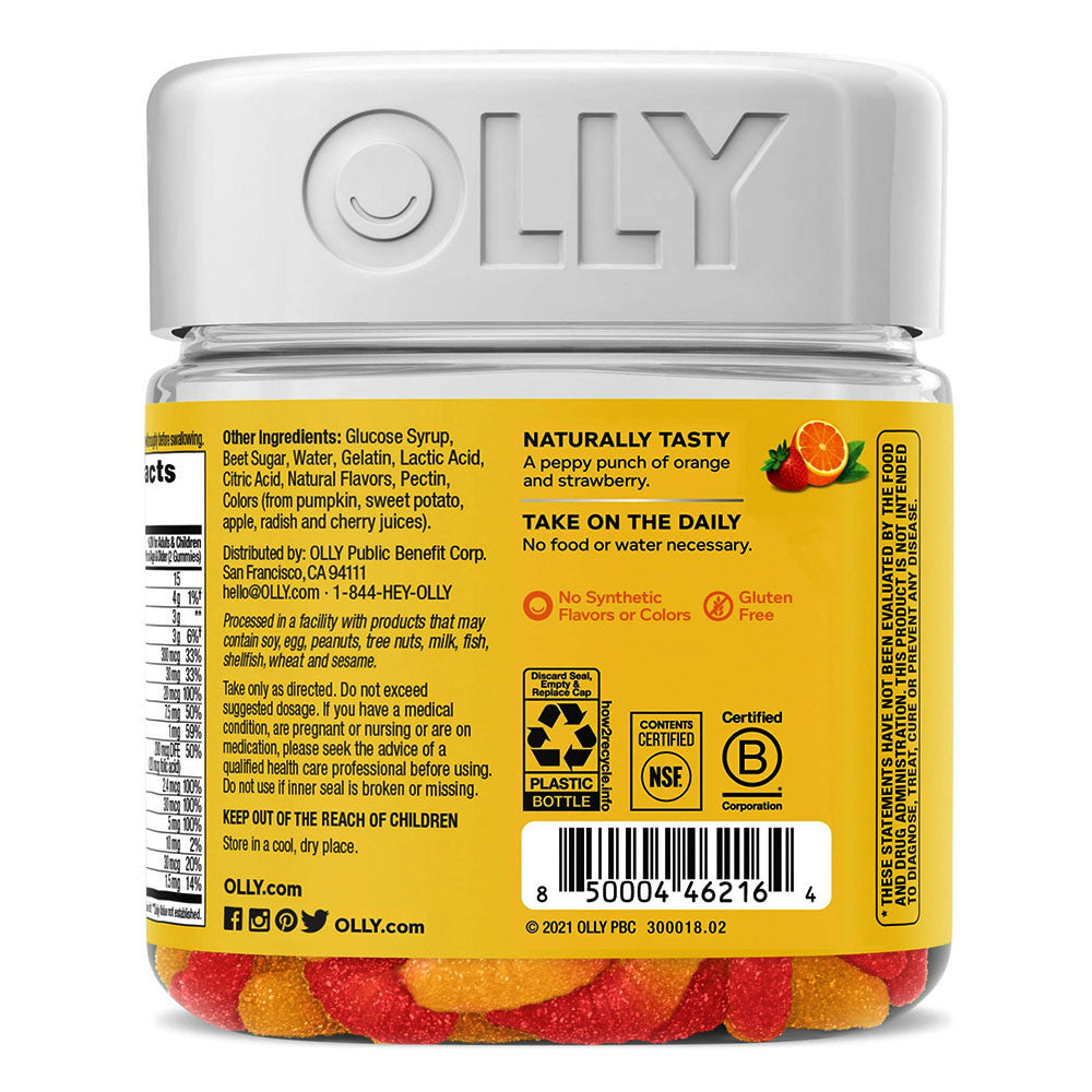 Olly Kids Multivitamin Gummy Worm Supplement Vitamins A, C, D, E, Bs and Zinc, 70 Ea