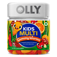 Olly Kids Multivitamin Gummy Worm Supplement Vitamins A, C, D, E, Bs and Zinc, 70 Ea