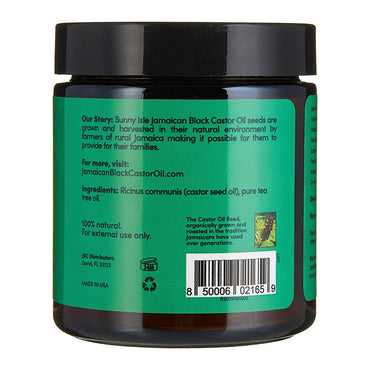 Sunny Isle Jamaican Black Castor Oil, Pure Butter infused with Tea Tree Oil, Hair Moisturize, 4 Oz