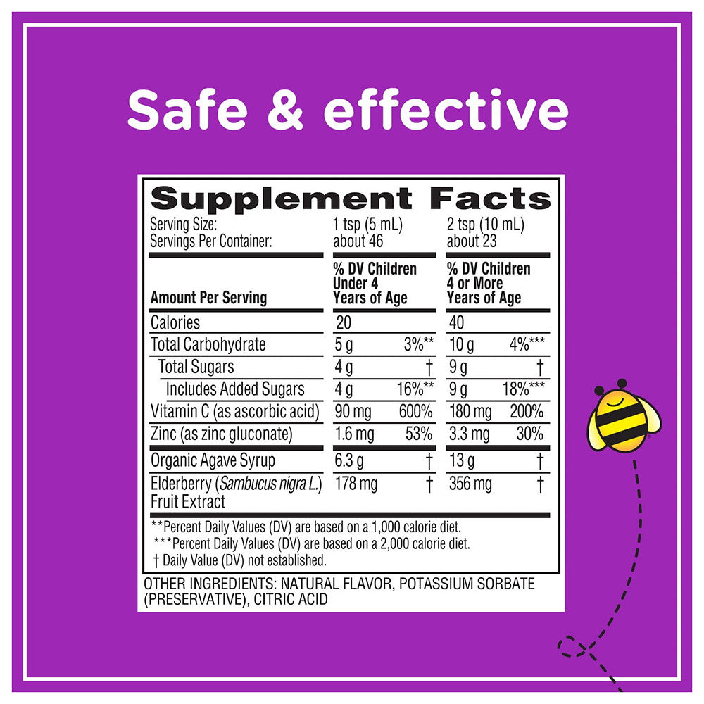 Zarbees Childrens Daily Immune Support Syrup with Real Elderberry, 8 Oz