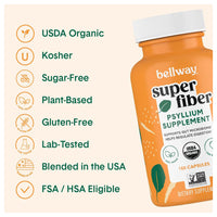 Bellway Super Fiber Psyllium Supplement Capsules, 160 Ea