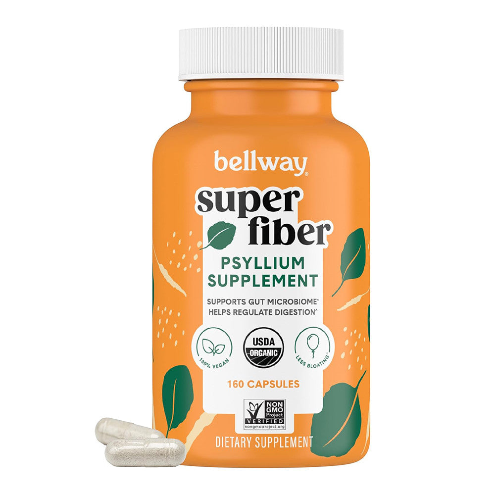 Bellway Super Fiber Psyllium Supplement Capsules, 160 Ea