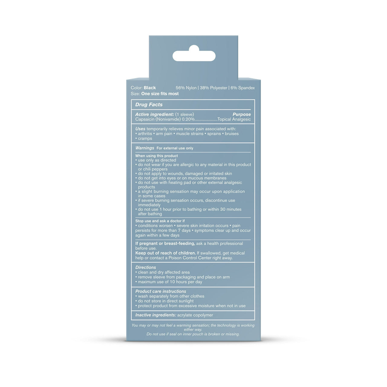 Nufabrx Capsaicin Infused Compression Arm Sleeve, 1 Ea