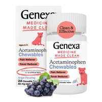 Genexa Kids Pain and Fever Reducer Chewable Tablets for Kids 2 to 11 Age, 24 Ea