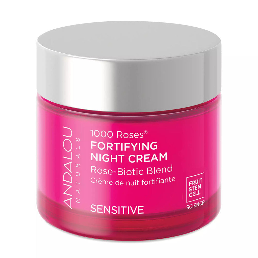 Andalou Naturals 1000 Roses Fortifying Night Cream, Sensitive Skin, 1.7 Oz
