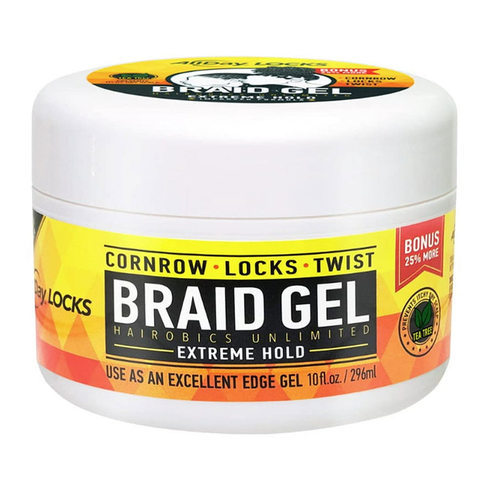 AllDay Locks Braid Gel Extreme Hold for Long Lasting Braids 10Oz (296ml)