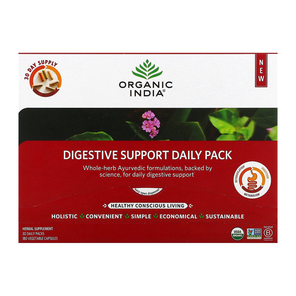 Organic India Digestive Support Daily Pack Herbal Supplement, 30 Ea