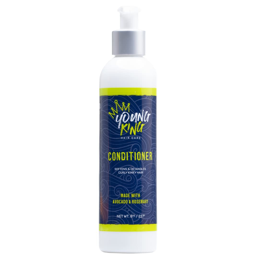 Young King Conditioner, Softens and Detangles Curly Hair, Avocado and Rosemary, 8 Oz