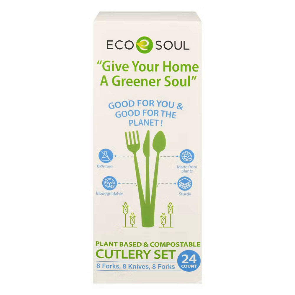 Eco soul Plant Based and Compostable Cutlery Set, 24 Ea