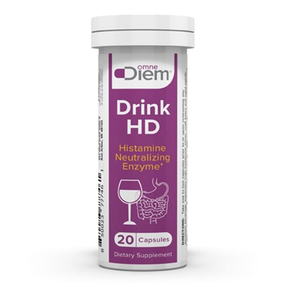 OmneDiem Drink HD Natural Histamine Neutralizing Enzyme Dietary Supplement Capsules 20Ea