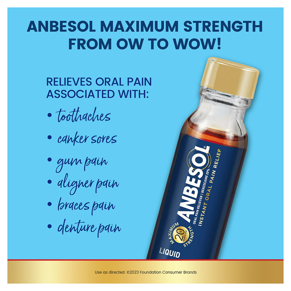 Anbesol Liquid Maximum Strength Oral Pain Relief, 0.41 Oz