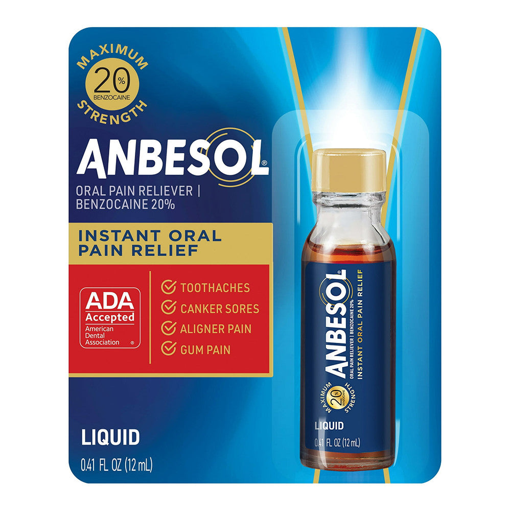 Anbesol Liquid Maximum Strength Oral Pain Relief, 0.41 Oz