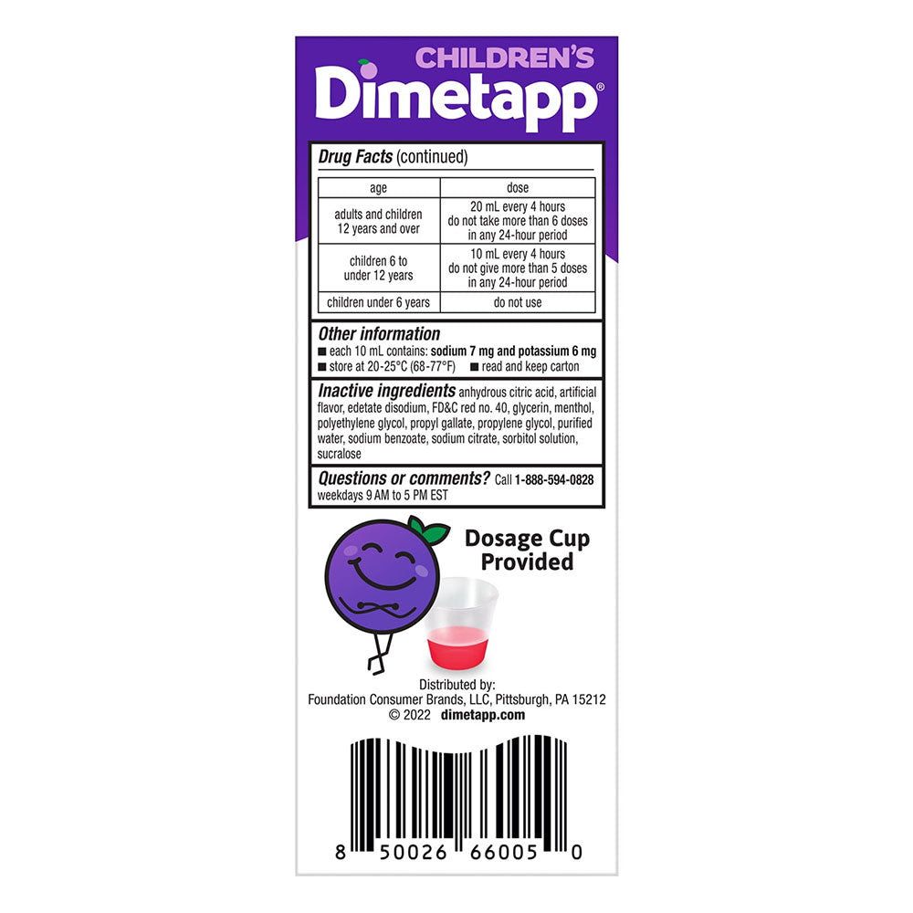 Dimetapp Cold and Flu Multi Symptom Relief Liquid, Red Grape Flavor, 4 Oz