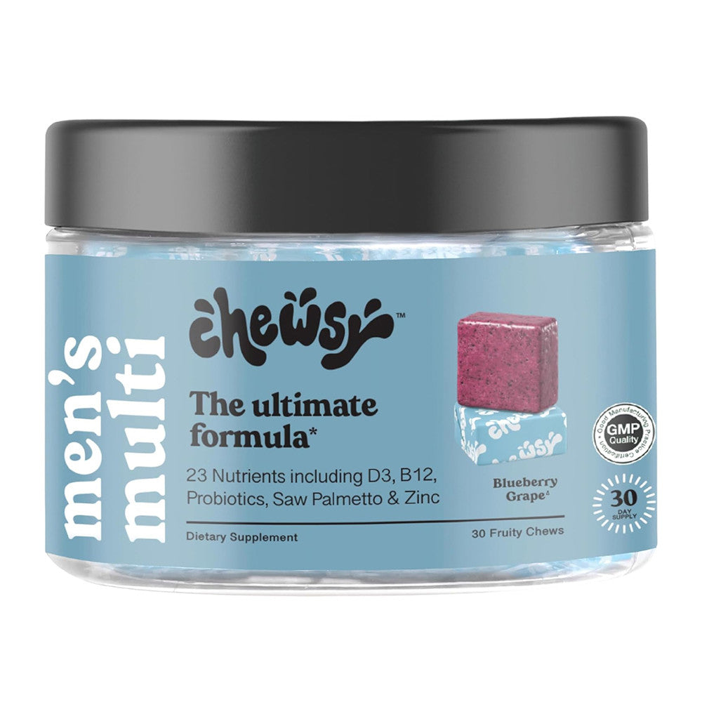 Chewsy Mens Multivitamin for Immune and Energy Support, Blueberry Grape Fruity Chews, 30 Ea