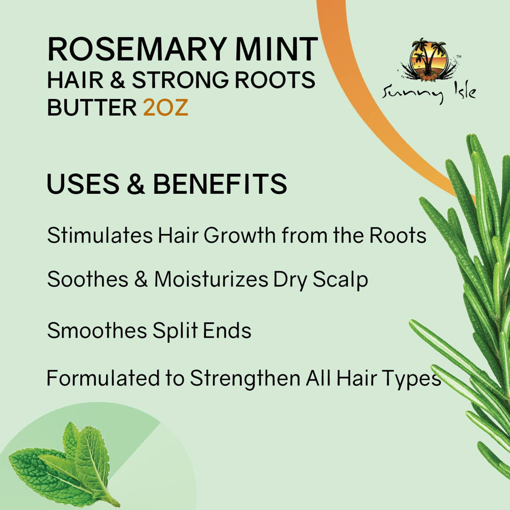 Sunny Isle Rosemary Mint Hair and Strong Roots Butter, 2 Oz
