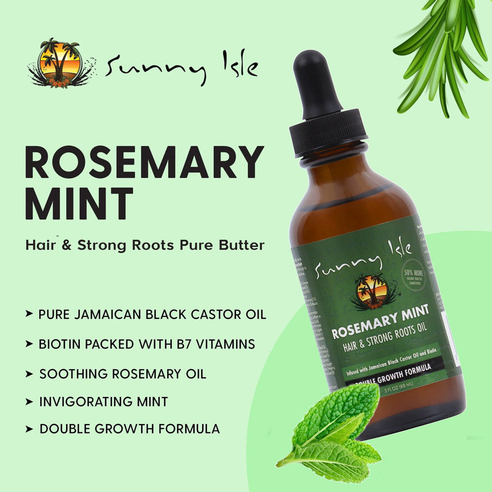 Sunny Isle Rosemary Mint Hair and Strong Roots Oil, 3 Oz