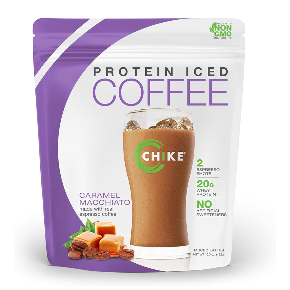 Chike Natural Caramel Macchiato High Protein Iced Coffee 20 G Protein Non-GMO and Gluten Free 14 Iced Lattes 16.3Oz (462g)