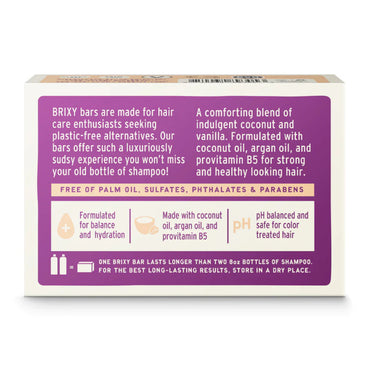 Brixy Shampoo Bar for Hair, Coconut Vanilla, 4 Oz