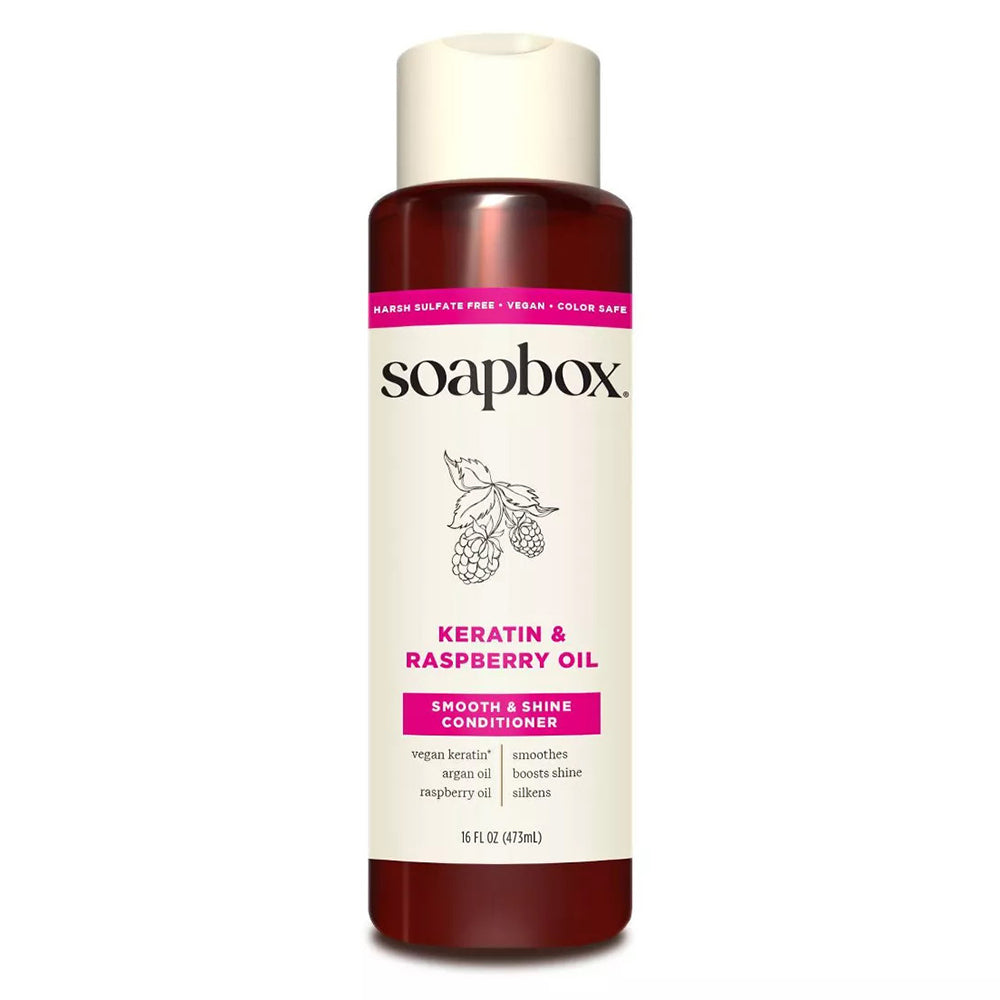 Soapbox Keratin and Raspberry Oil Smooth and Shine Conditioner Get Hair Shine and Silkens 16Oz (473ml)