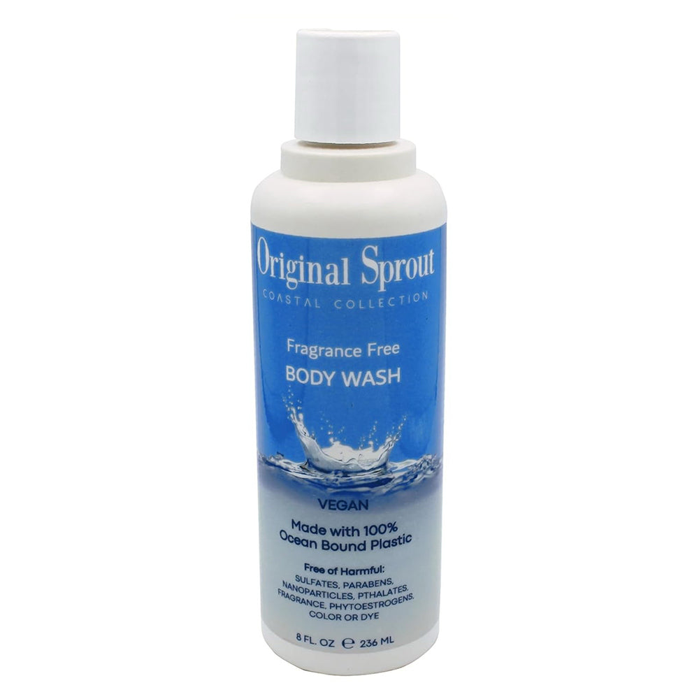 Original Sprout Coastal Collection Body Wash Fragrance Free Vegan Gently Cleanse and Hydrate Skin for All Skin Types 8Oz (236ml)