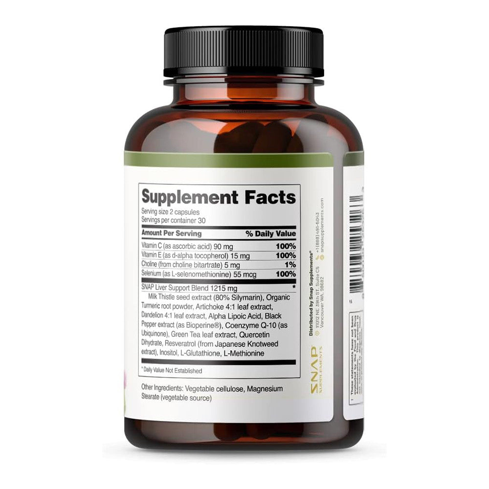 Snap Liver Health and Detox Capsules, Support Liver Health Function, 60 Ea