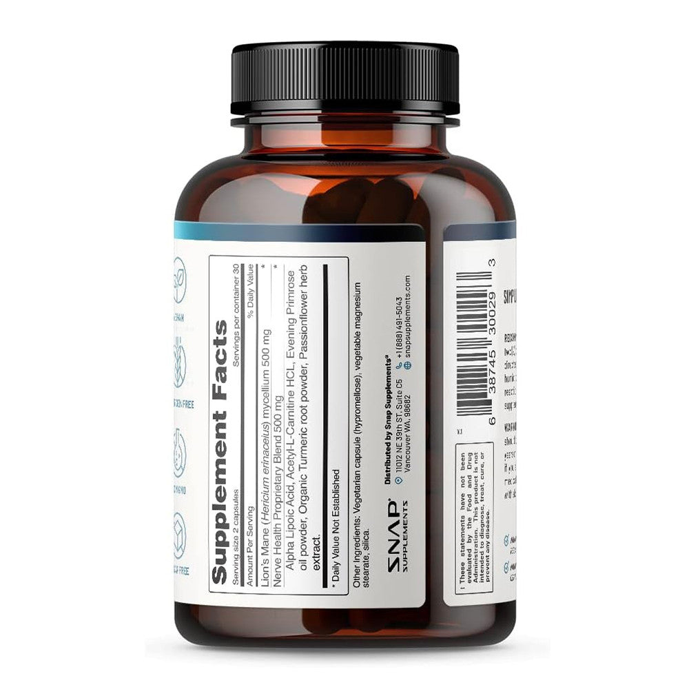 Snap Nerve Health Capsules, Improved Mental Clarity, Memory and Focus, 60 Ea