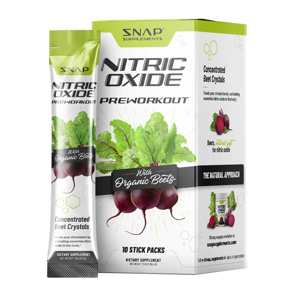 Snap Nitric Oxide Pre Workout with Organic Beet Root Powder for Circulation, 10 Ea