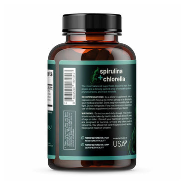 Snap Organic Spirulina Chlorella Capsules for Heart Support, 120 Ea