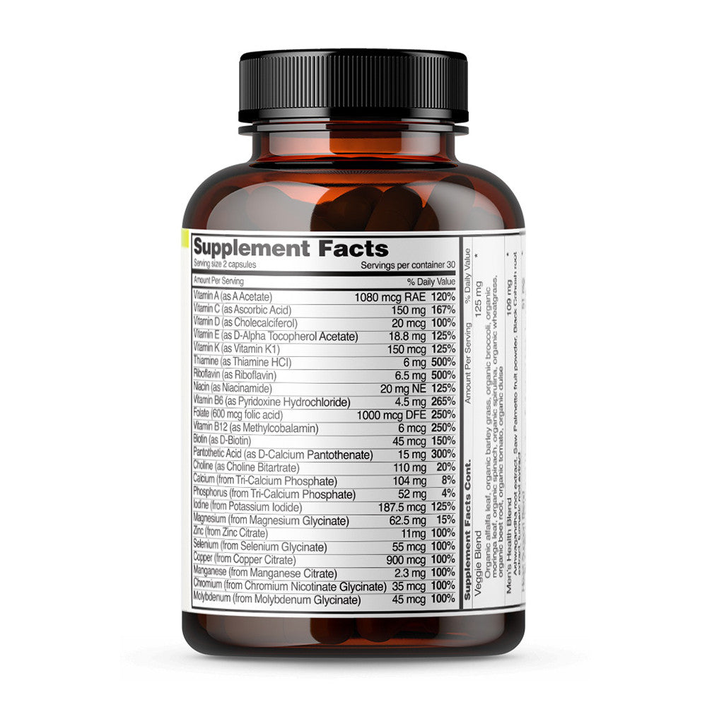 Snap Mens Daily Multivitamin Capsules, Energy and Immune Support, 60 Ea