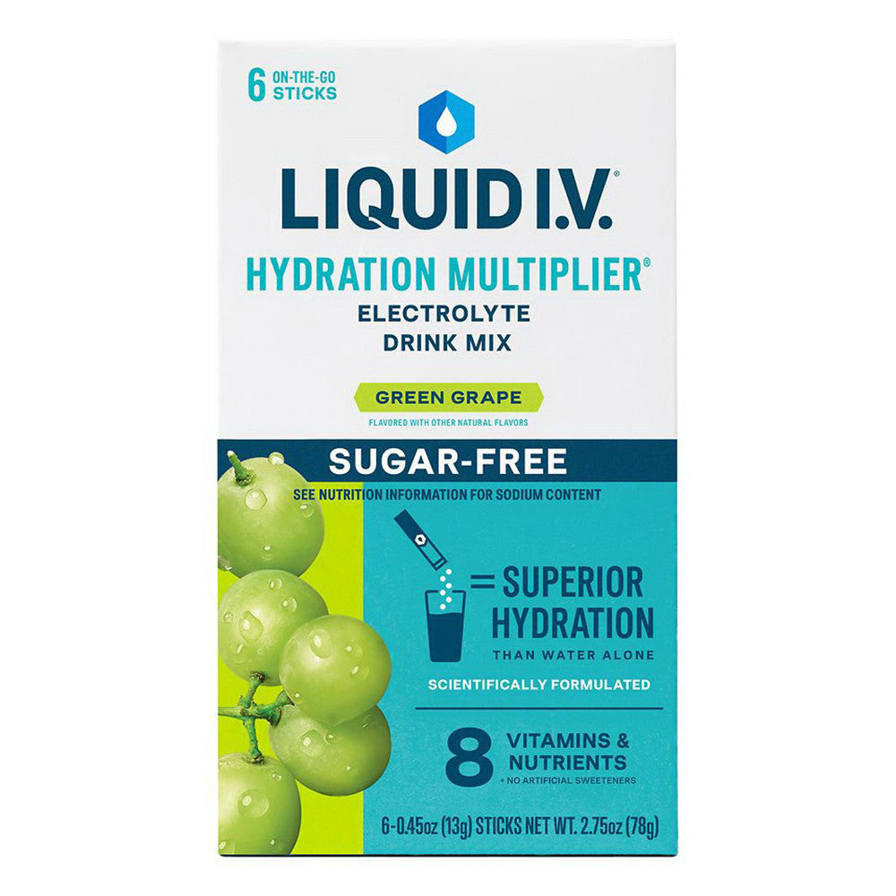 Liquid I.V. Hydration Multiplier Sugar Free Electrolyte Drink Mix, Green Grape Flavor, 0.45 Oz