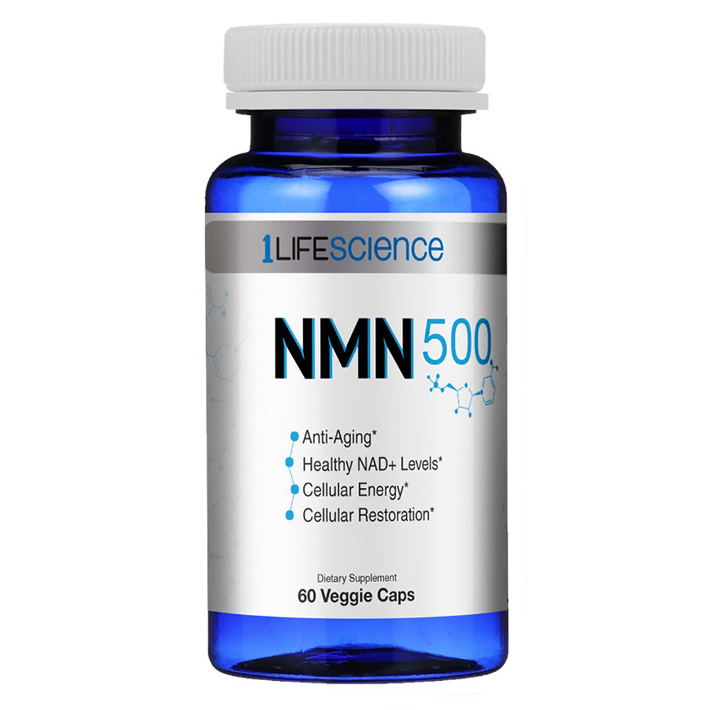 1Life Science NMN Basic 500mg Veggie Capsules Support Cellular Energy Restpratopm and Anti Aging 60Ea