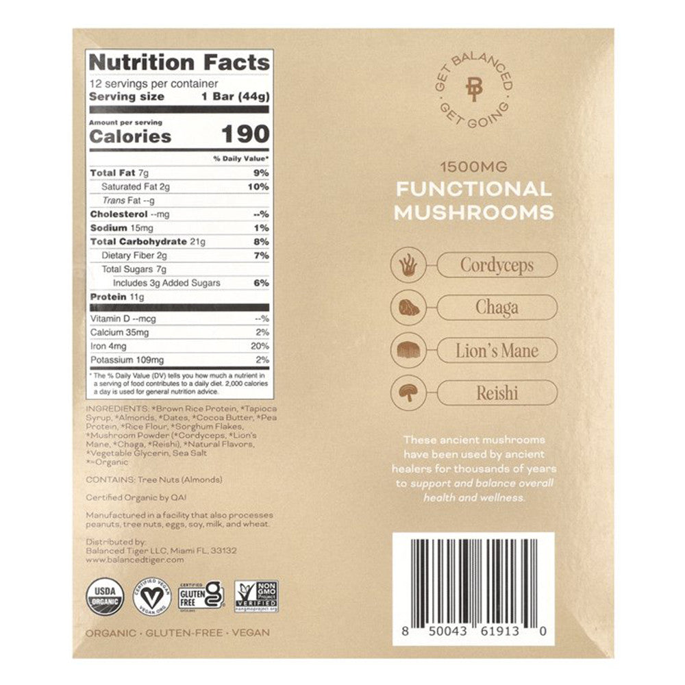 Balanced Tiger Protein Bar Organic Vegan Vanilla Chai, 1.55 Oz