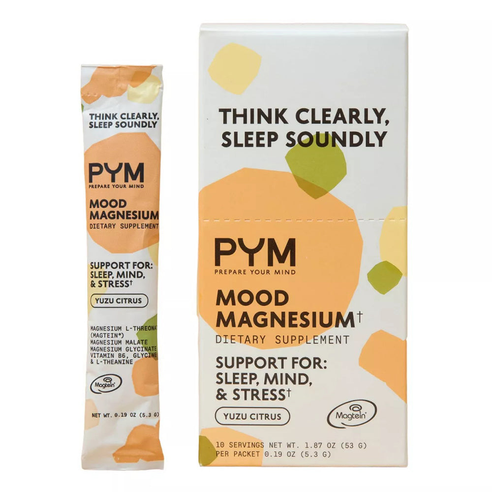PYM Mood Magnesium Powder Packets for Stress Relief Calm and Sleep Support 0.19Oz (5.3g) 10Ea