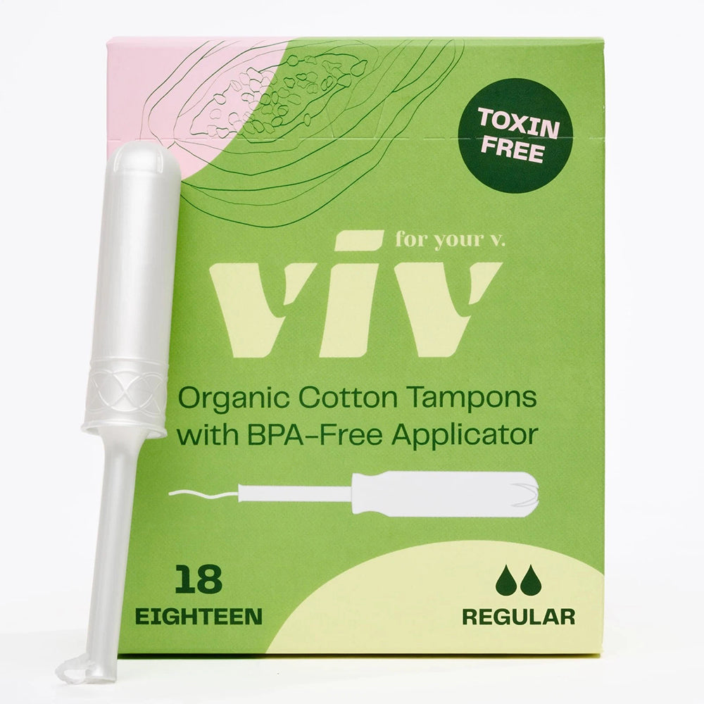 Viv for Your V Organic Cotton Tampons Regular with BPA Free Applicator 18Ea