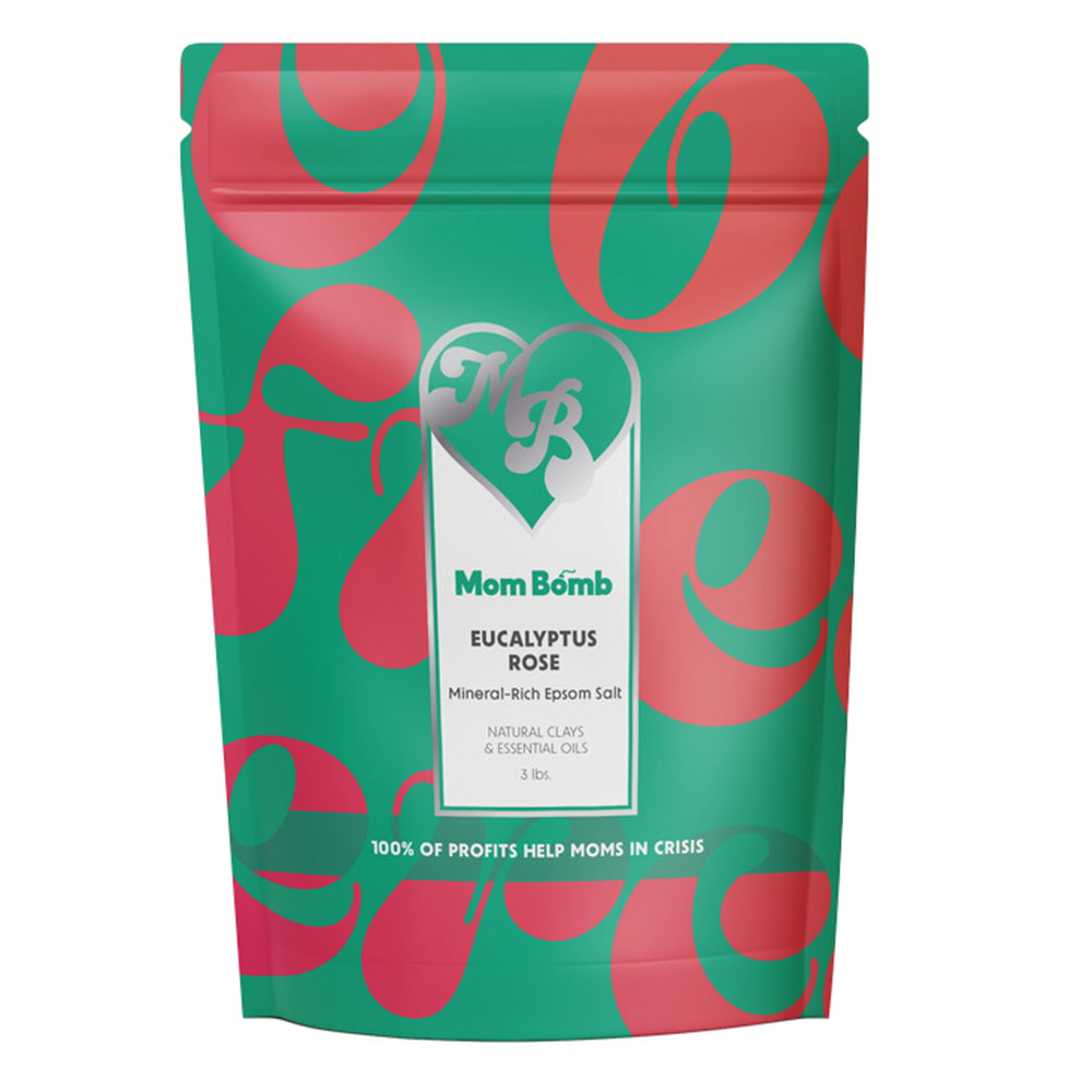 Mom Bomb Eucalyptus Rose Mineral Bath Soak Refreshing Balanced with Soft Rose Essential Oils 3Lbs