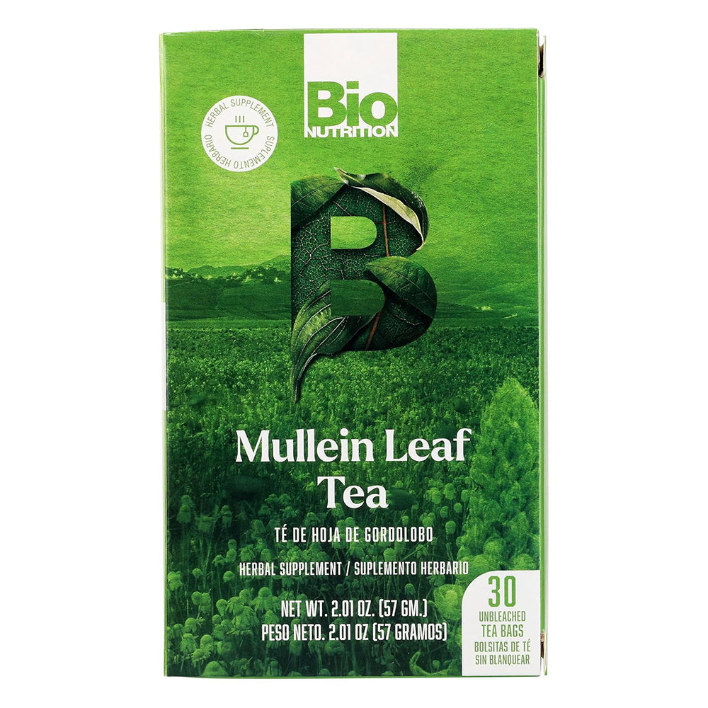 Bio Nutrition Mullein Leaf Tea Caffeine Free Herbal Tea Bags 30Ea