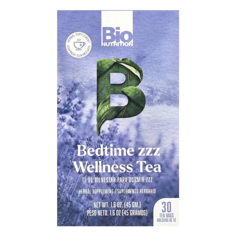 Bio Nutrition Bedtime ZZZ Wellness Caffeine Free Herbal Supplement Tea Bags 1.6Oz (45g) 30Ea