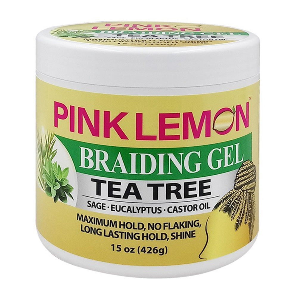Pink Lemon Tea Tree Braiding Gel with Long Lasting Hold 15Oz (426g)
