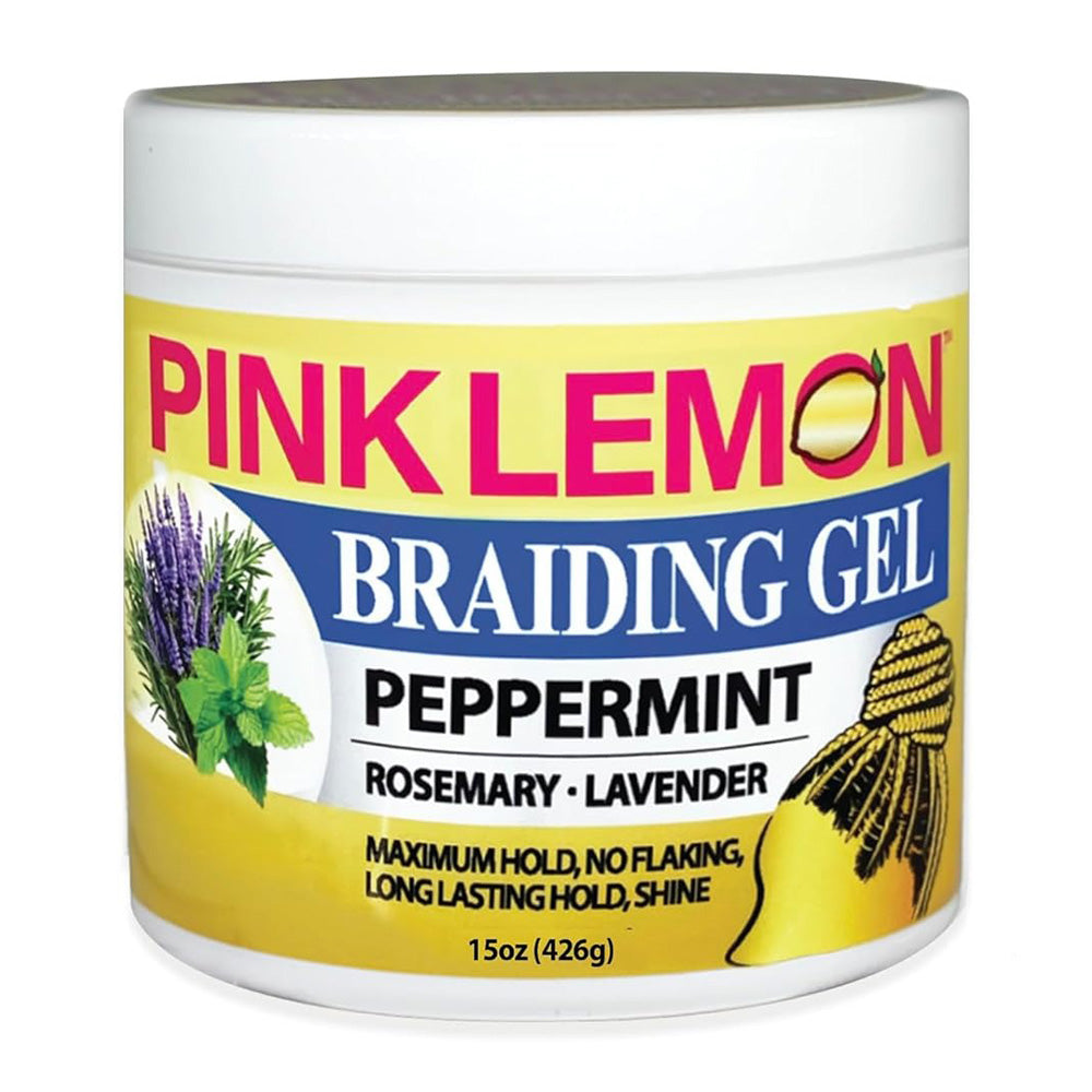 Pink Lemon Braiding Gel Peppermint with Maximum Hold and Long Lasting Hold 15Oz (426g)