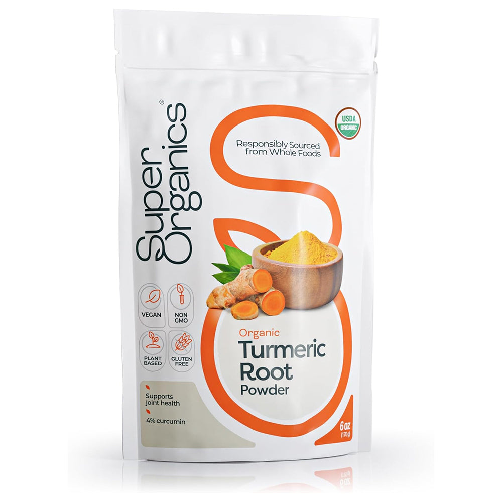 Super Organics Turmeric Root Powder for Joint Health Support 6Oz (170g)