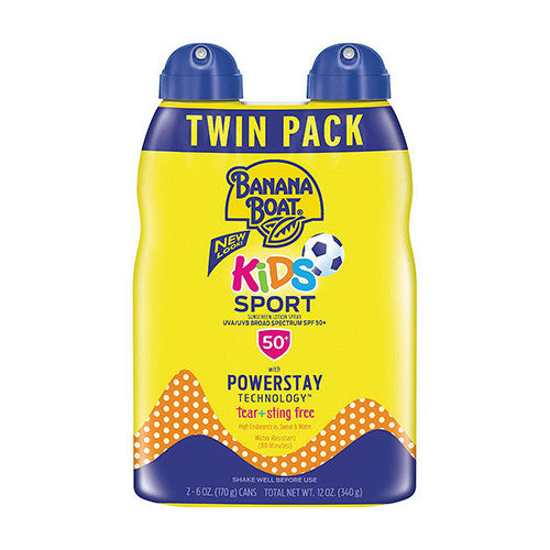 Banana Boat Kids Sport Sunscreen Lotion Spray Twin Pack, SPF 50, 6 Oz, 2 Ea