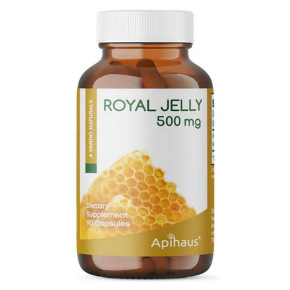Apihaus Royal Jelly 500 mg Capsules for Immune Skin Heart Health and Overall Wellness Support 90Ea