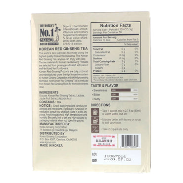 CheongKwanJang Korean Red Ginseng Tea Bags, 50 Ea