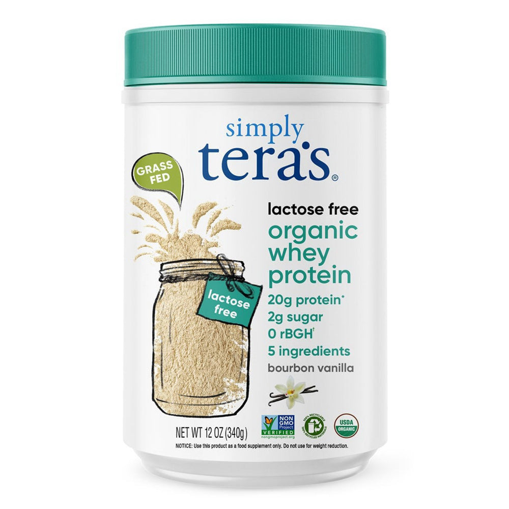 Simply Teras Organic Lactose Free Whey Protein Bourbon Vanilla for Nutrition Support 12Oz (340g)
