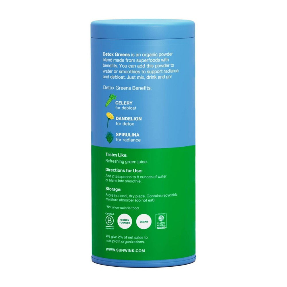 Sunwink Organic Detox Greens Superfood Powder for Debloat, 4.2 Oz