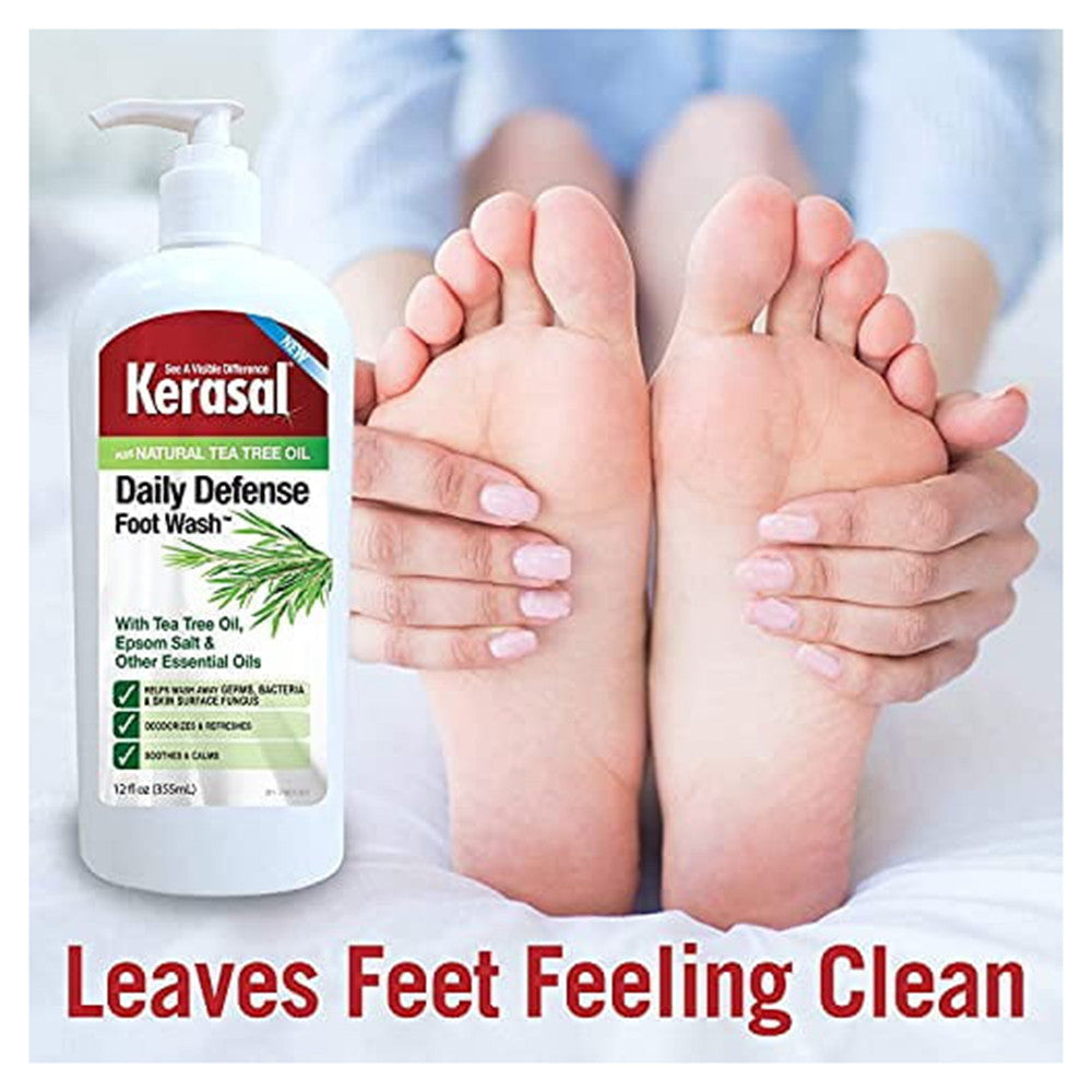 Kerasal Daily Defense Foot Wash Plus Natural Tea Tree Oil Liquid, 12 Oz