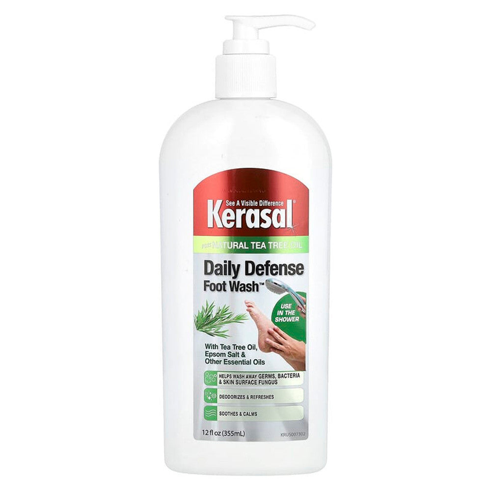 Kerasal Daily Defense Foot Wash Plus Natural Tea Tree Oil Liquid, 12 Oz
