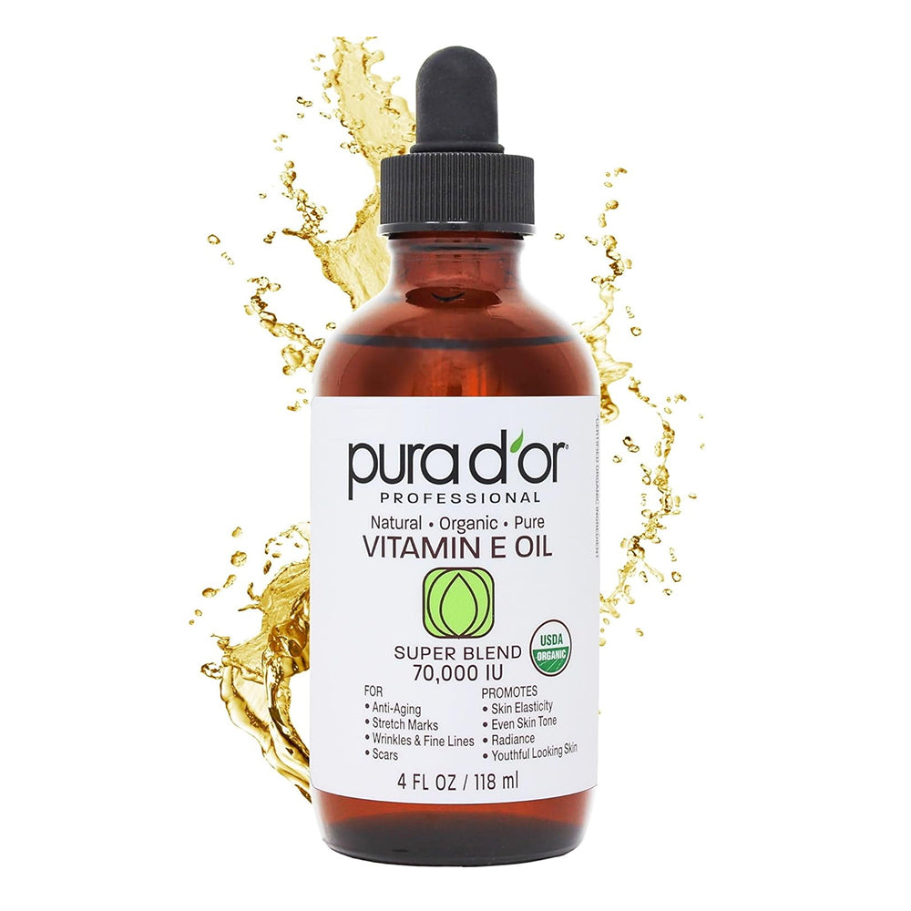 Purador Organic Vitamin E Oil for Anti Aging Stretch Marks Wrinkles Fine Lines and Scars 4Oz (118ml)