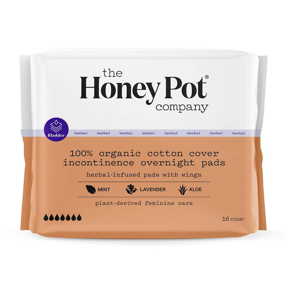 The Honey Pot Company Organic Cotton Herbal Incontinence Overnight Pads, 16 Ea