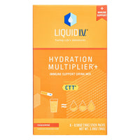 Liquid IV Hydration Multiplier Plus Immune Support Powder Packs Drink Mix, Tangerine Flavor, 6 Ea